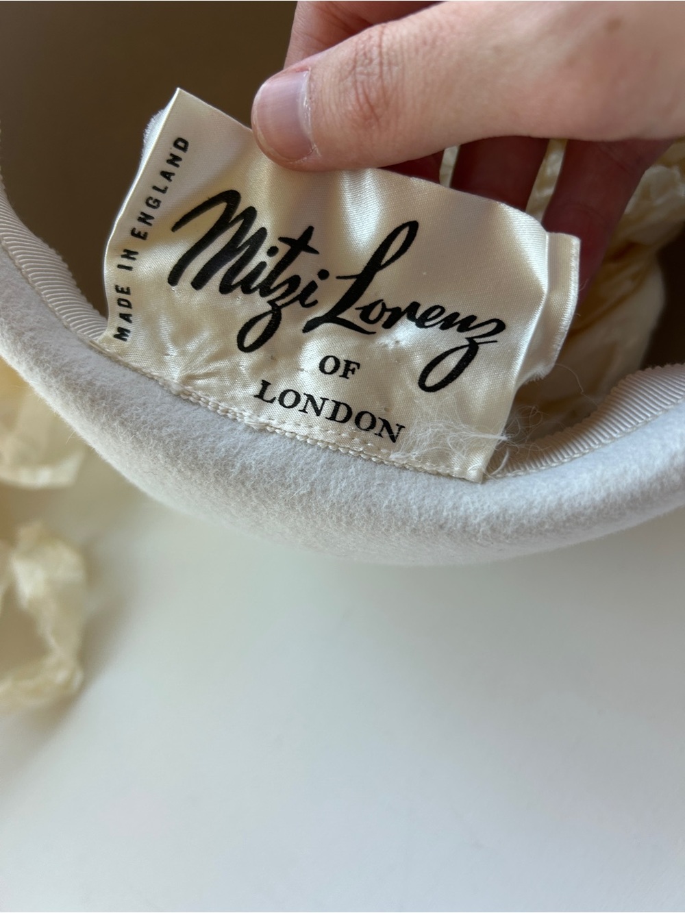 Miji Lorenz of London White Wool Beret Hat Made in England Vintage Style
